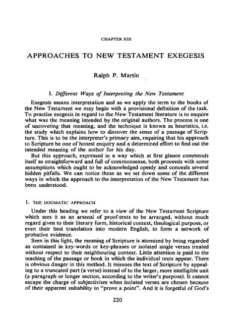 APPROACHES TO NEW TESTAMENT EXEGESIS .